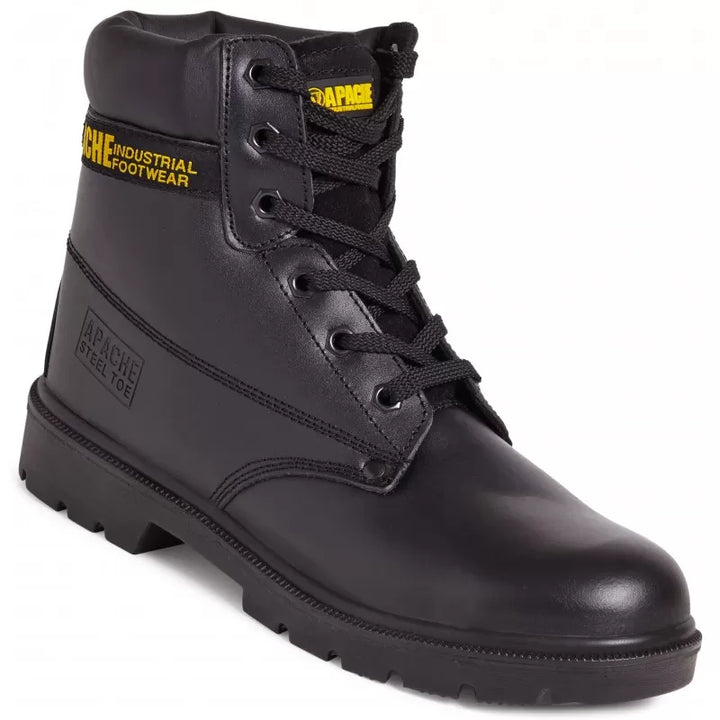 Apache Black 6 Eye Leather Safety Boot