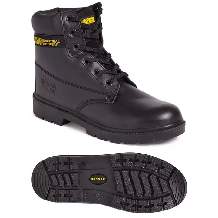 Apache Black 6 Eye Leather Safety Boot