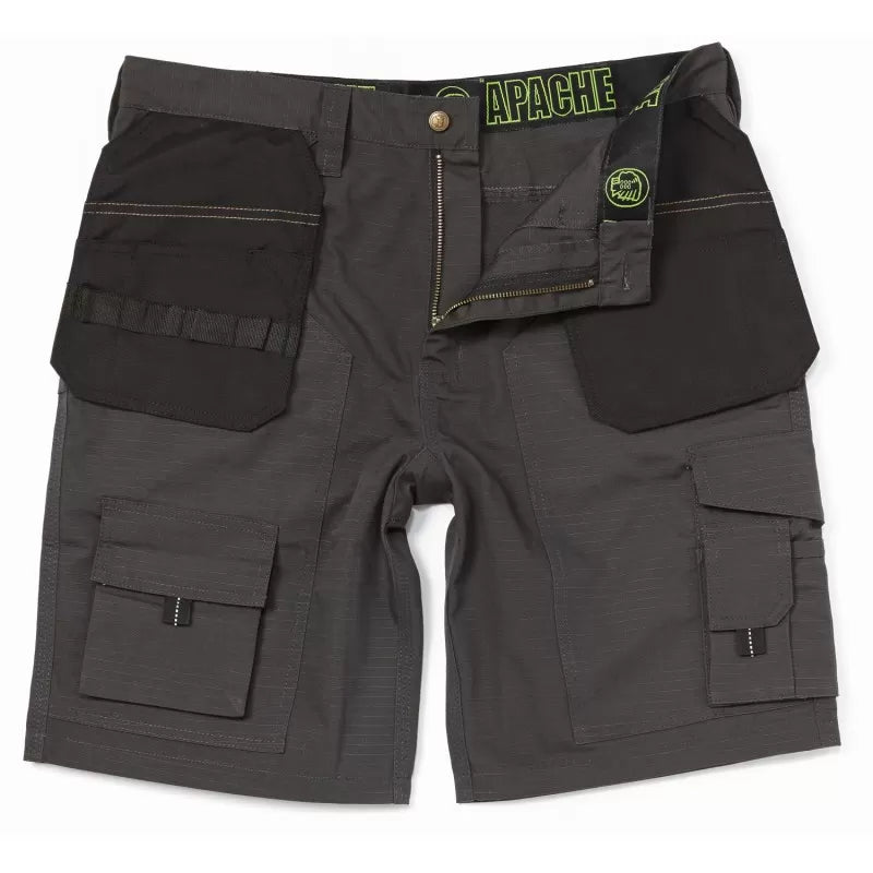 Apache Lightweight Rip-Stop Polycotton Work Shorts Grey / Black