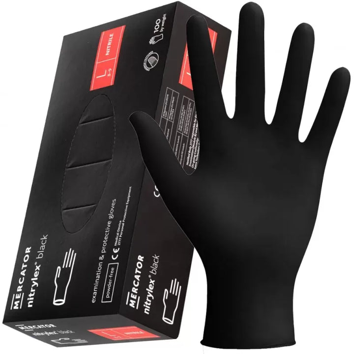 Mercator BLACK Nitrylex® Classic Powder-Free Examination Nitrile Glove (1000 Gloves)
